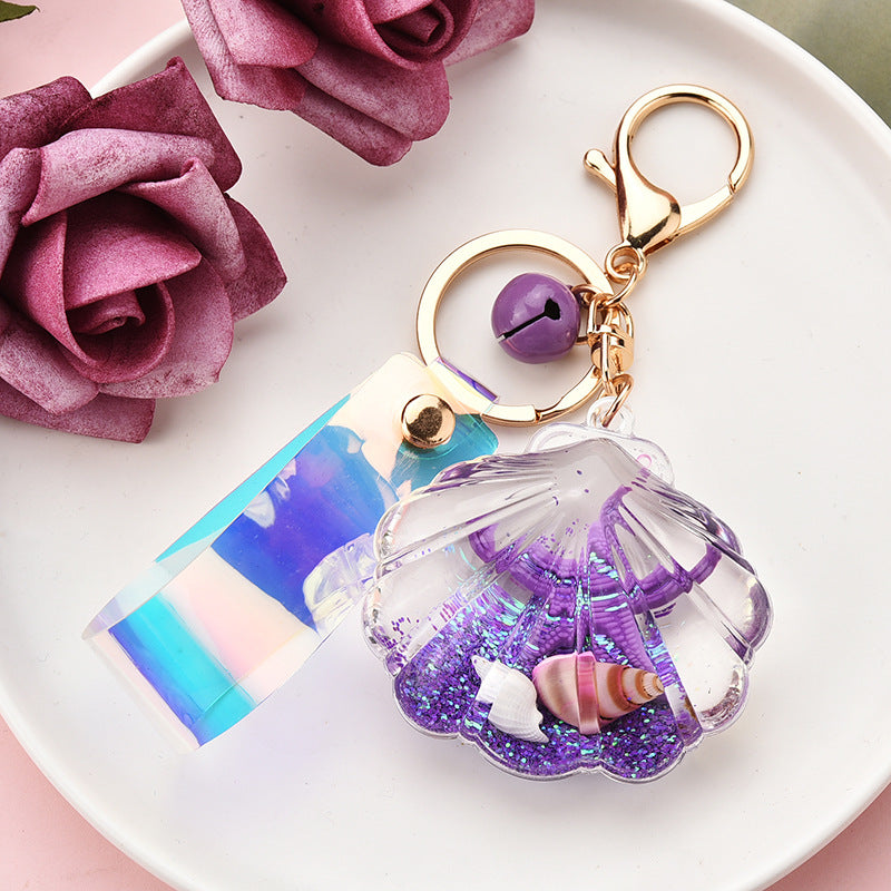 Wholesale Quicksand Glitter Acrylic Starfish Shell Keychain